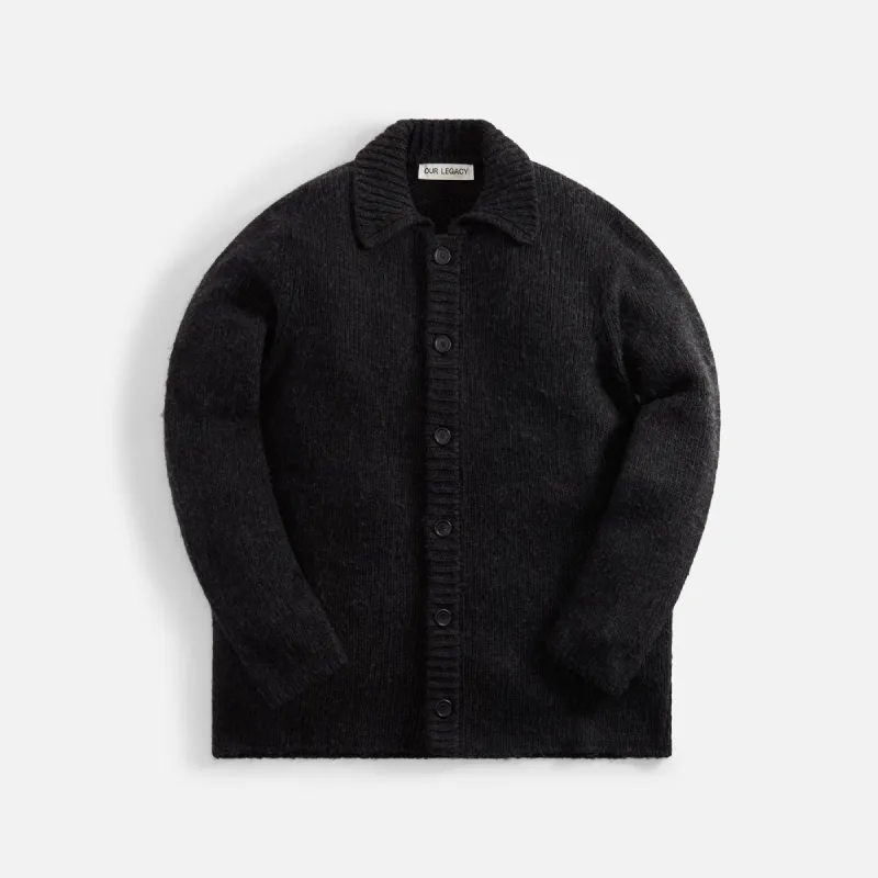 Our Legacy Big Cardigan - Shadow Black Funky Acrylic sold by Kith