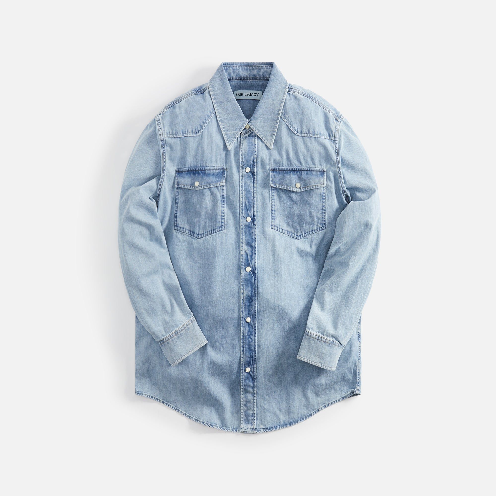 Our Legacy Frontier Shirt Rider Wash Denim - Blue sold by Kith