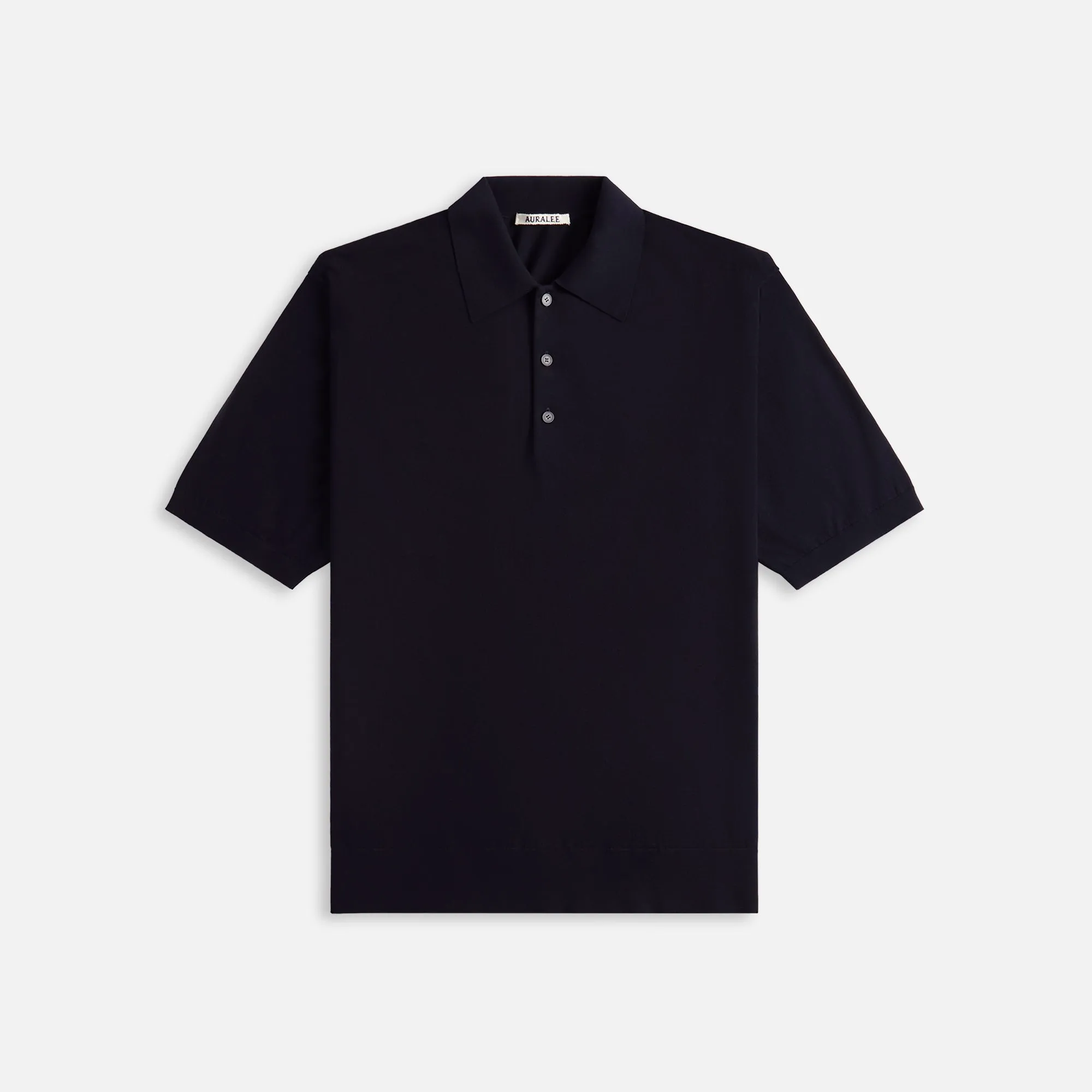 Auralee Super High Gauge Cotton Knit Polo - Dark Navy sold by Kith