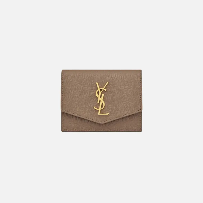 Saint Laurent Cuir Impression Grain de Poudre Muti Business Card - Taupe sold by Kith