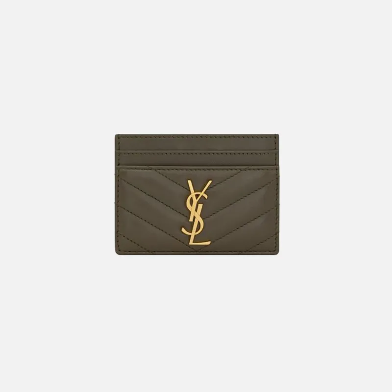 Saint Laurent Nappa Matelasse Credit Card Case - Light Musk sold by Kith