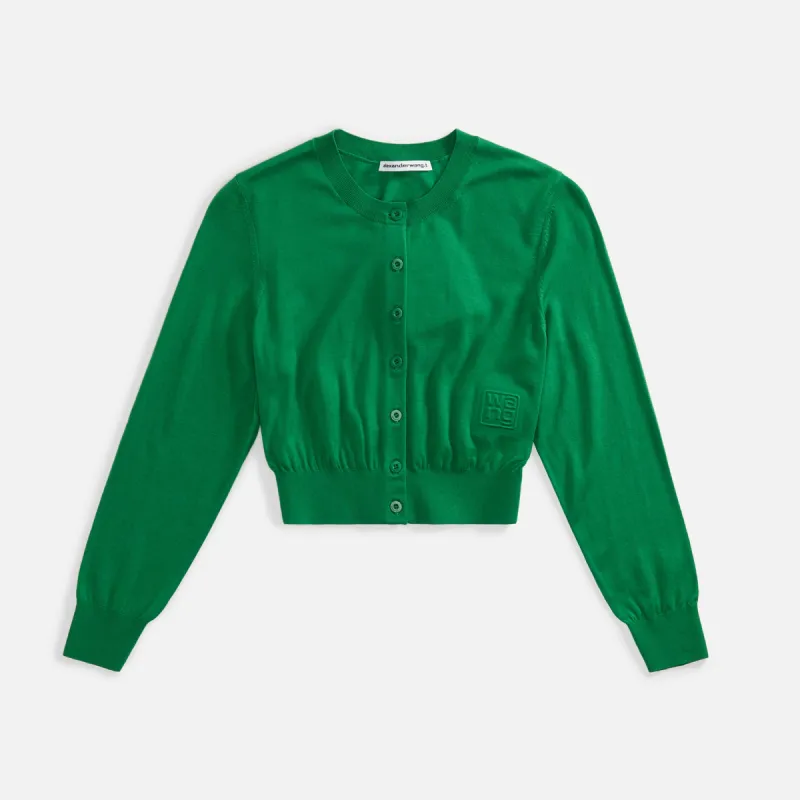 T by Alexander Wang Superfine Cropped Crewneck Cardi - Fern sold by Kith