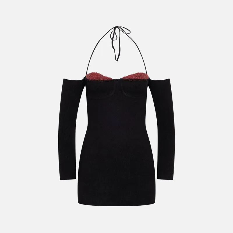 GUIZIO Rosemere Knit Mini Dress - Black / Red sold by Kith