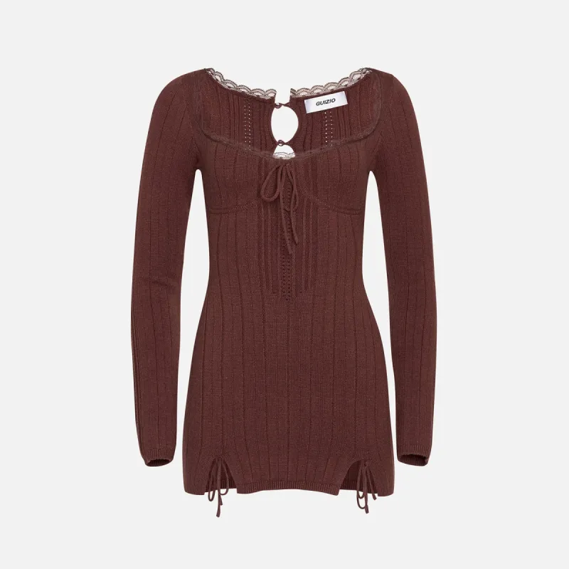 GUIZIO Dainty Long Sleeve Knit Dress - Black sold by Kith