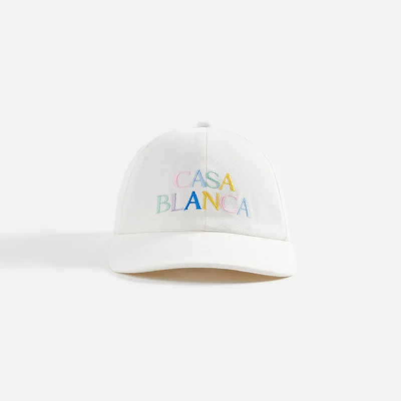 Casablanca Stacked Logo Embroidered Cap - White sold by Kith