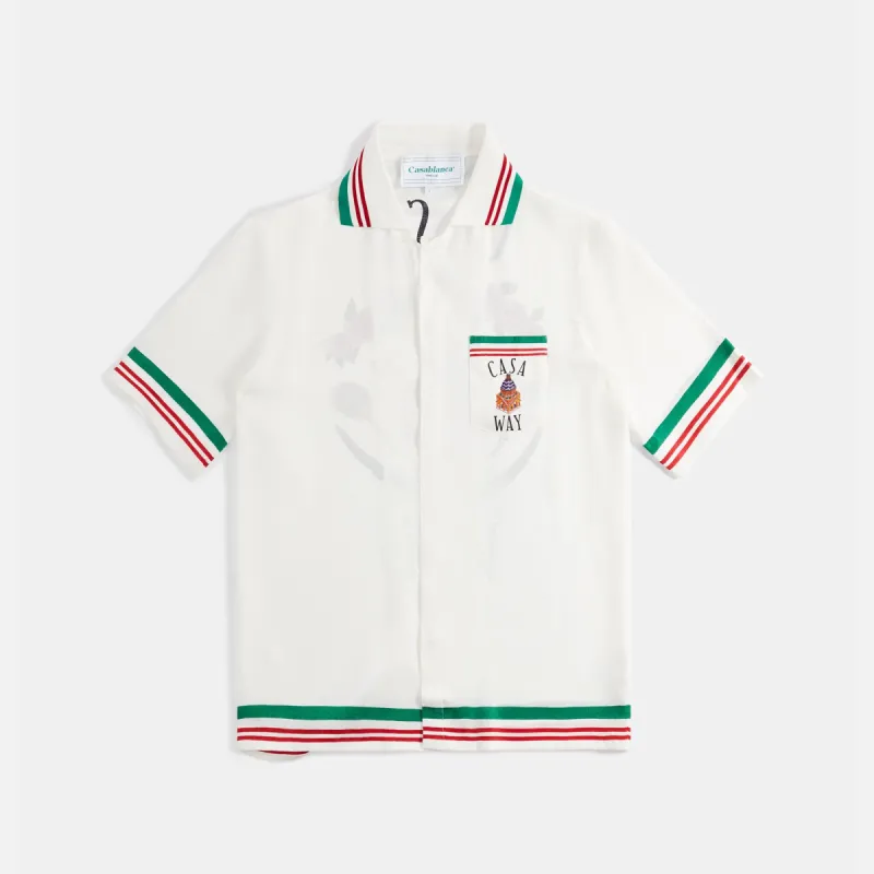 Casablanca Knitted Casa Way Collar Shirt - White sold by Kith