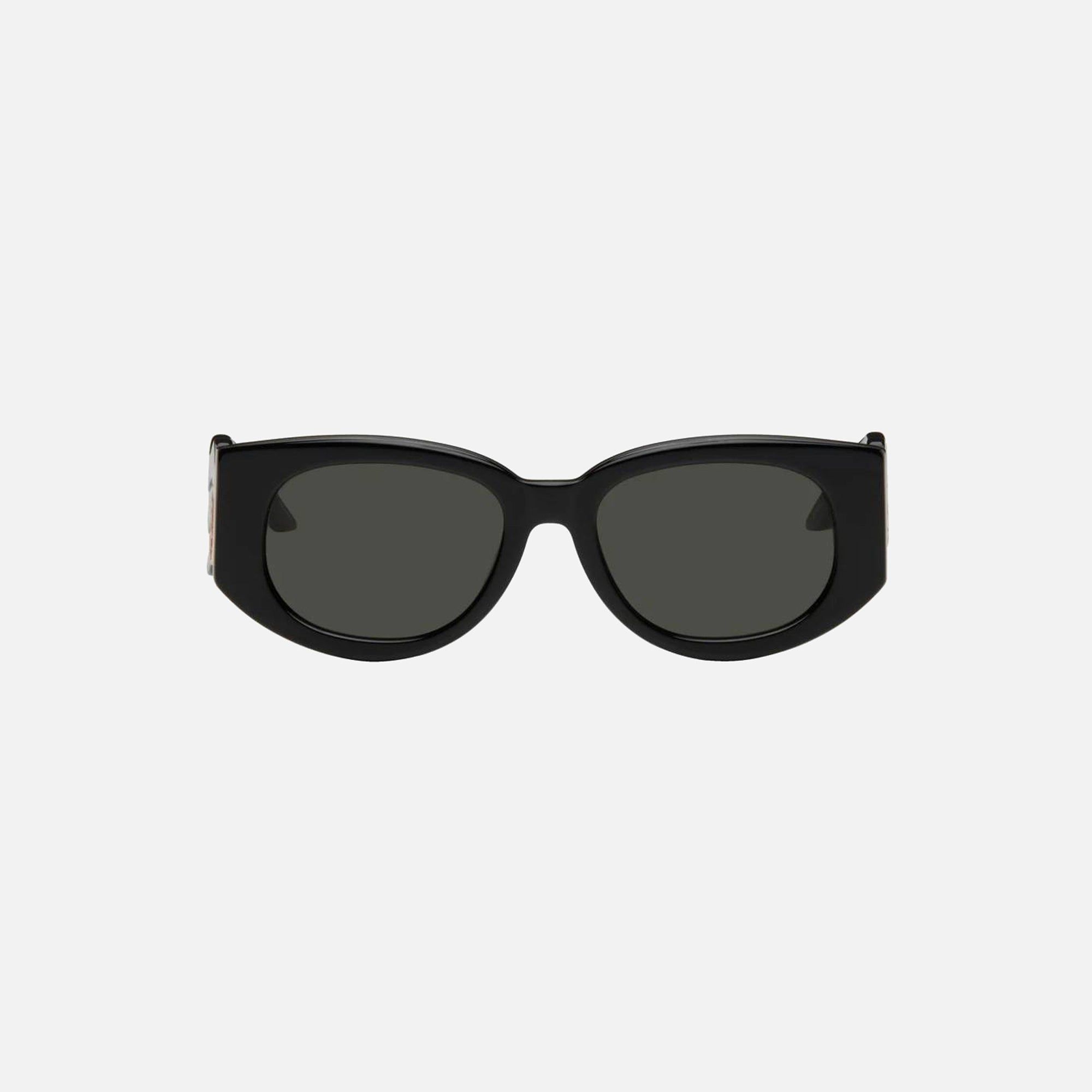 Casablanca Acetate & Metal Oval Wave Sunglasses - Black sold by Kith