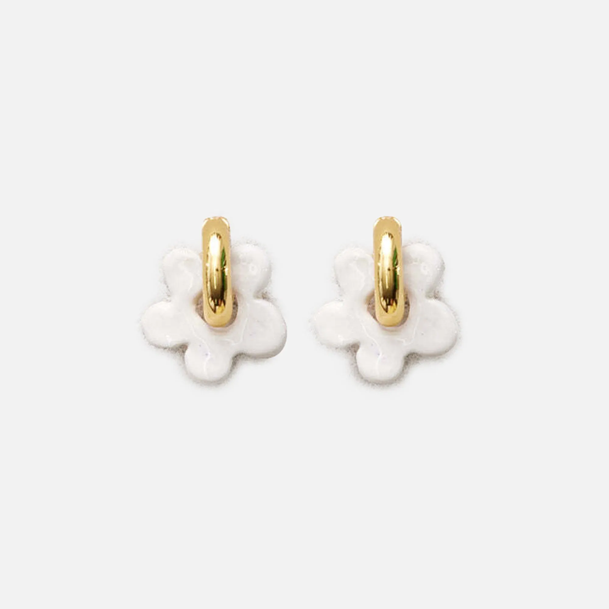 Eliou Daisy Earrings - White / Gold sold by Kith