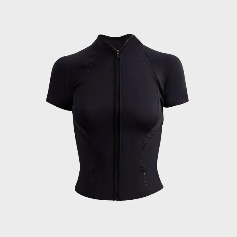 Hyein Seo Slashed Zip Top - Black sold by Kith