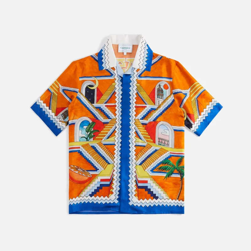 Casablanca Cuban Collar Shirt Silk Twill - Escalier Infinity sold by Kith