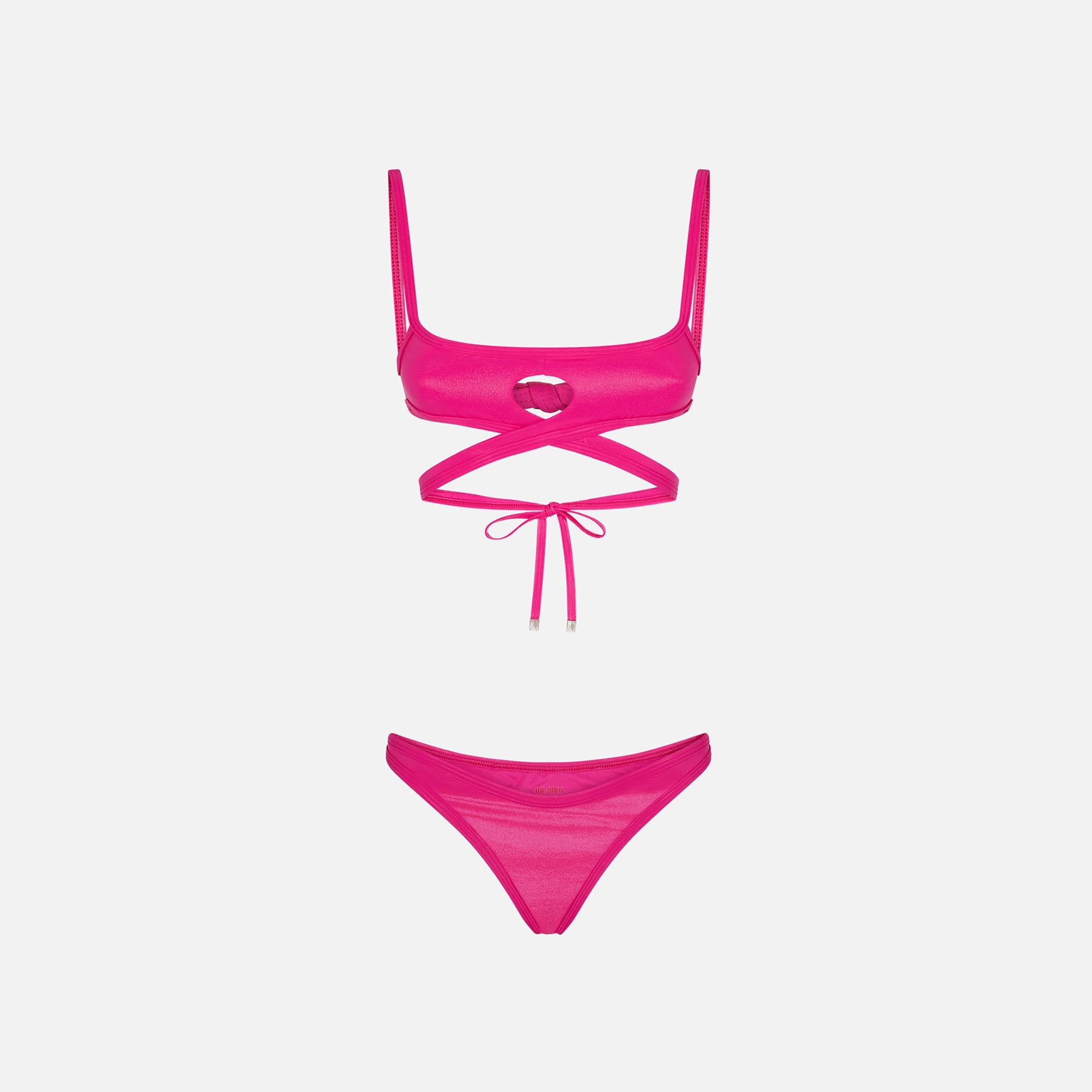 The Attico Wet Lycra Bikini - Fuchsia sold by Kith