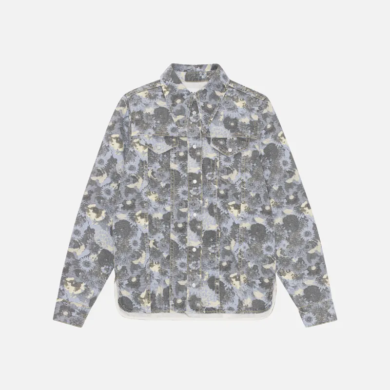 Ganni Printed Denim Shirt - Brunnera Blue sold by Kith