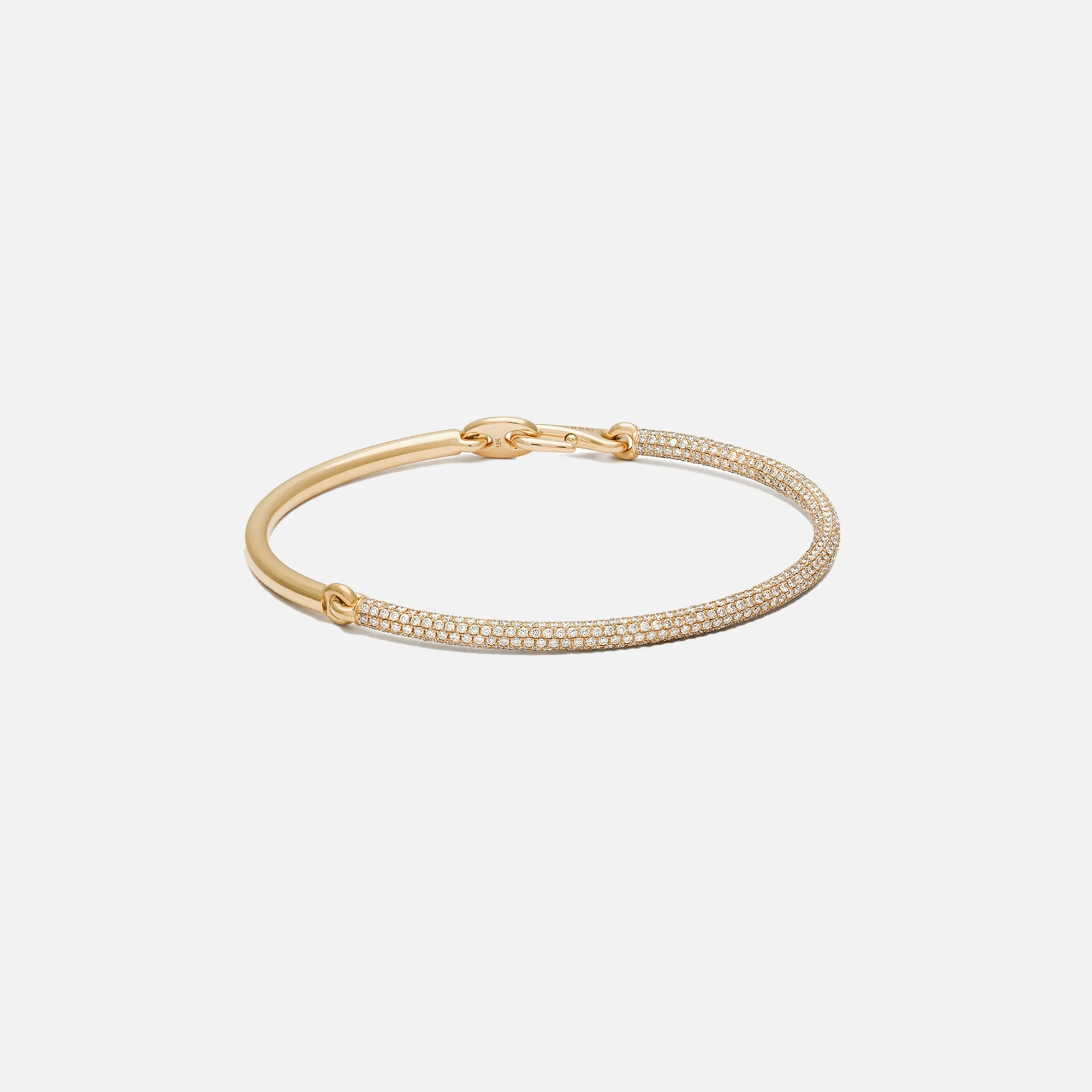Maor Equinox Bracelet in Yellow Gold with 2/3 Pave White - Gold / White sold by Kith
