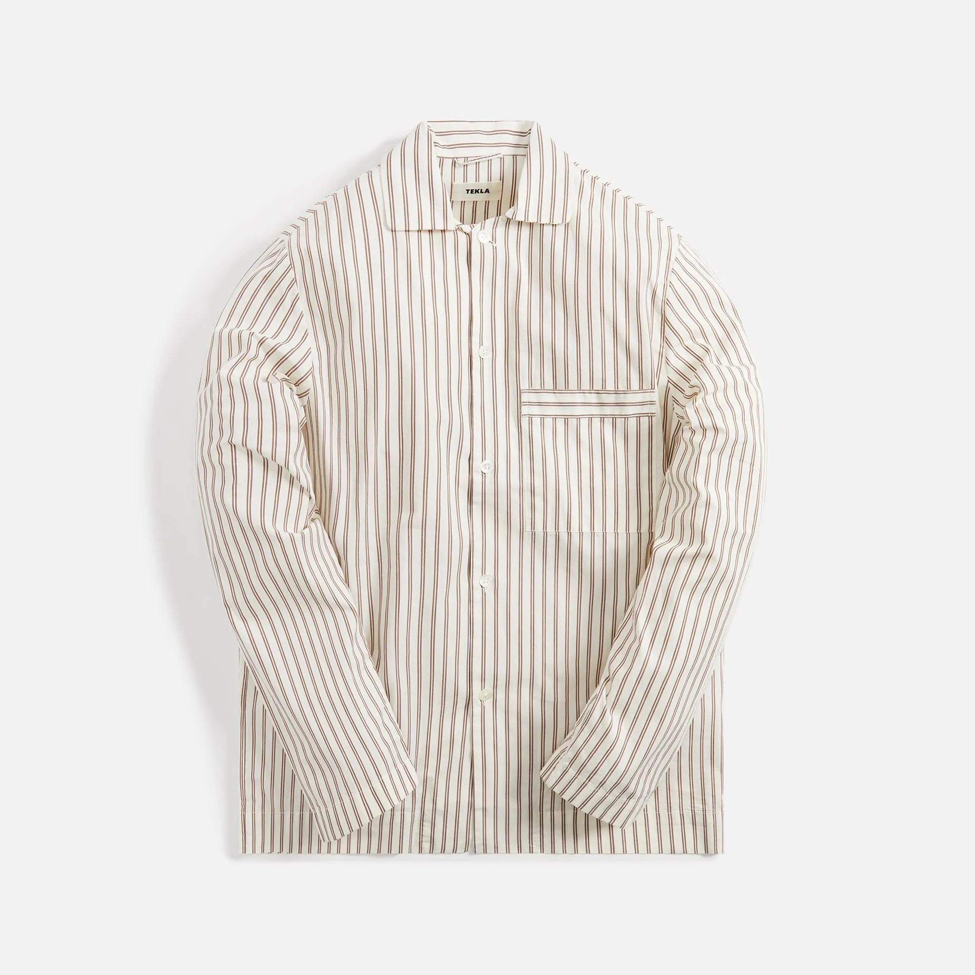 Tekla Poplin Long Sleeve Pajama Shirt - Hopper Stripes sold by Kith