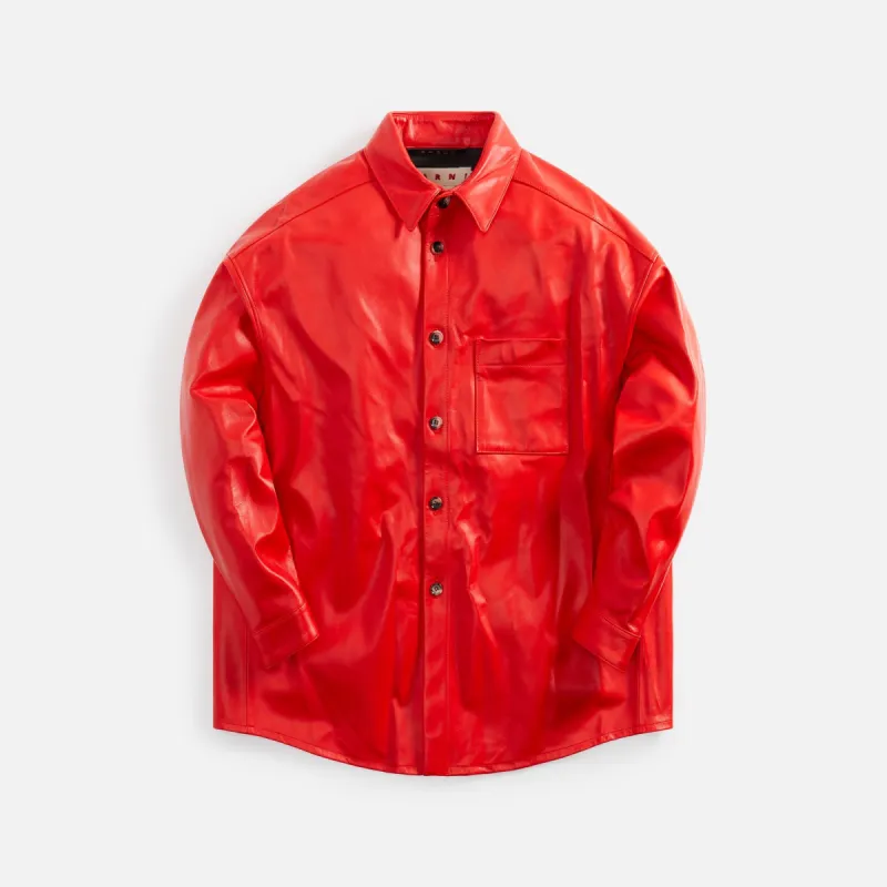 Marni Sleek Natural Nappa Leather Shirt - Raspberry sold by Kith