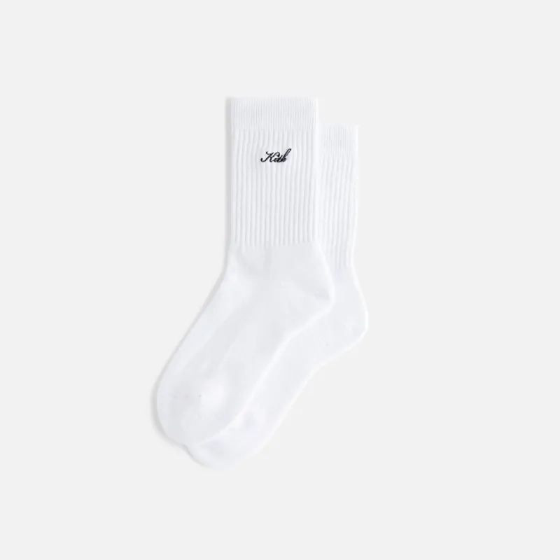★24SS★Kith Striped Mid Crew Socks With Script Embroidery Kith Striped Mid Crew Socks With Script Embroidery