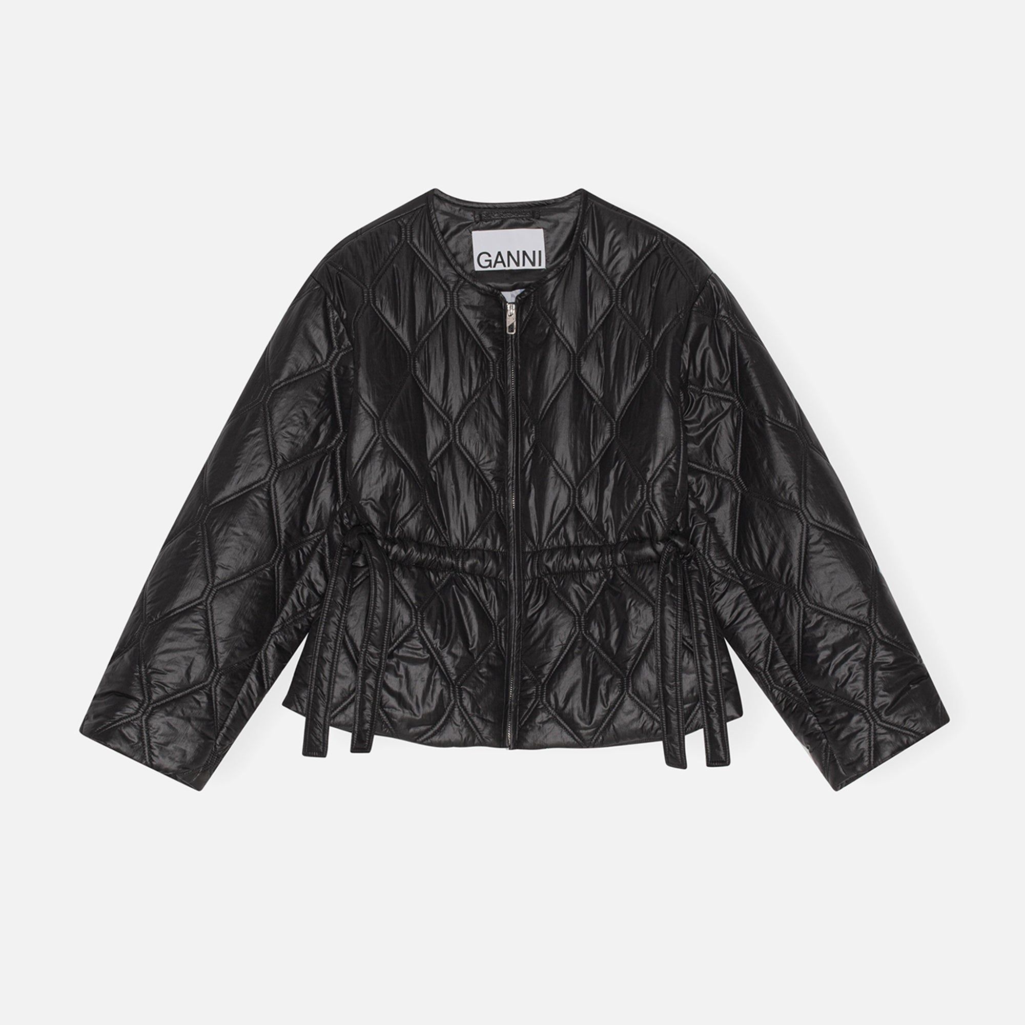 Ganni Shiny Quilt Jacket - Black | Parallel