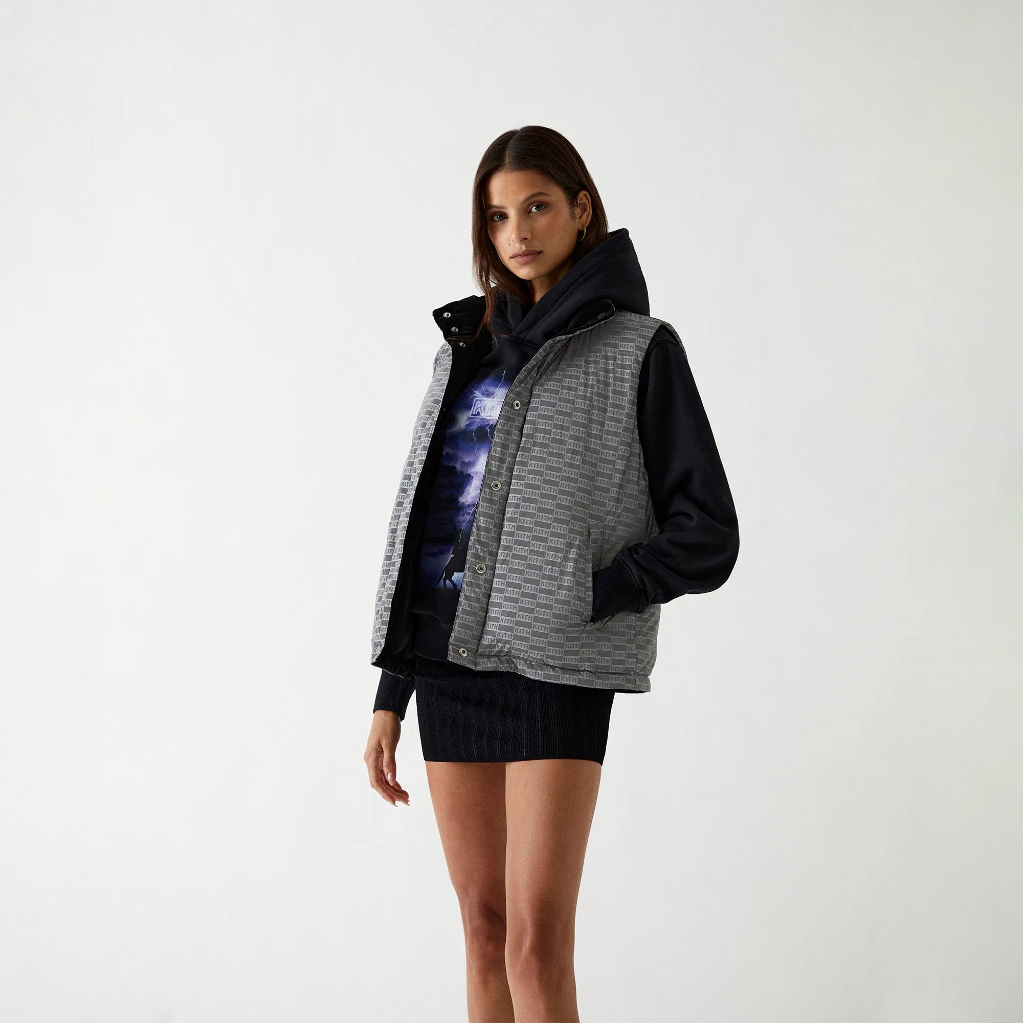 Kith Women Lewis Padded Reversible Reflective Vest - Black sold by Kith product image thumbnail 4