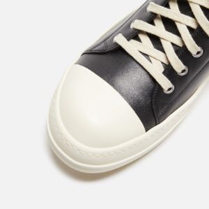 Rick Owens Scarpe in Pelle Low Sneakers - Black / Milk sold by Kith
