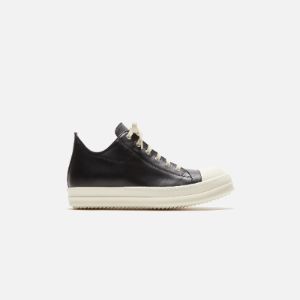 Rick Owens Scarpe in Pelle Low Sneakers - Black / Milk sold by Kith