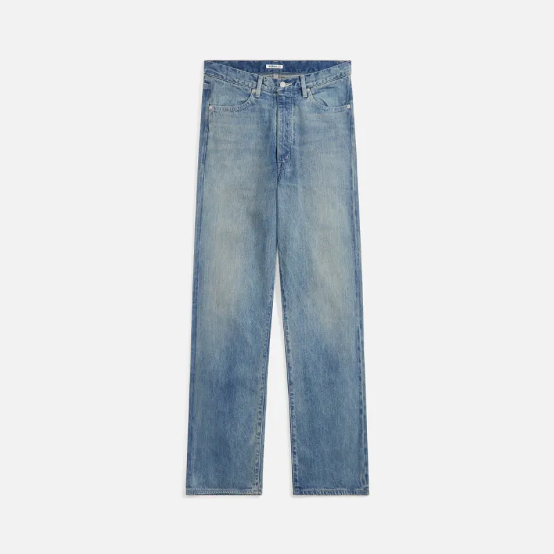 AURALEE【SELVEDGE LIGHT DENIM PANTS】 Selvedge Faded Light Denim Pants – La Garçonne