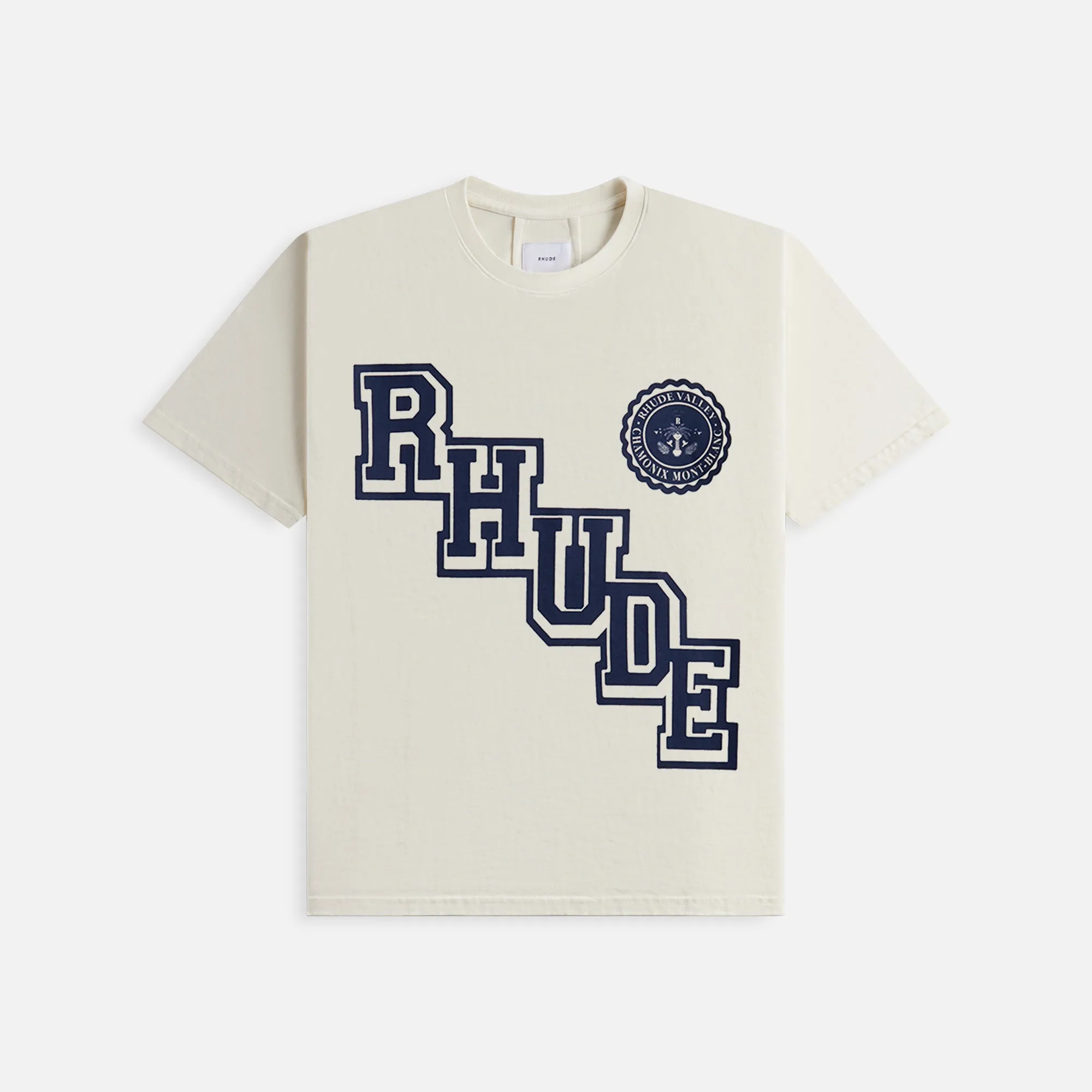 Rhude Collegiate Crest Tee - Vintage White sold by Kith