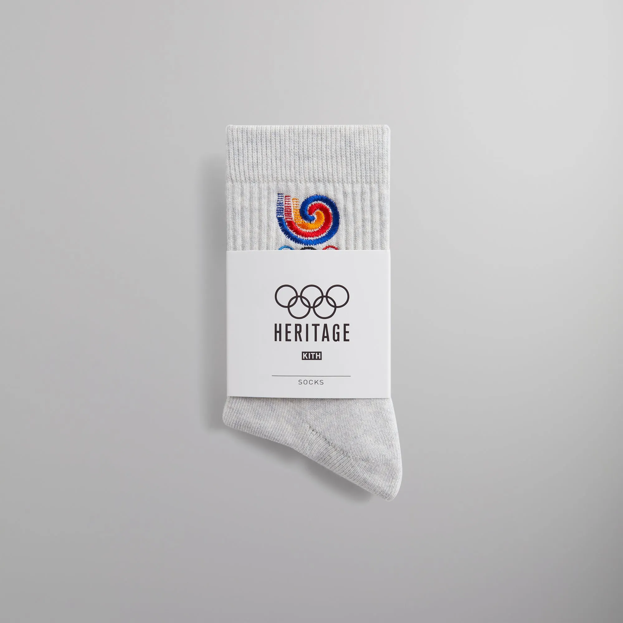 Kith for Olympics Heritage Seoul Mid Crew Sock - Light Heather Grey sold by Kith