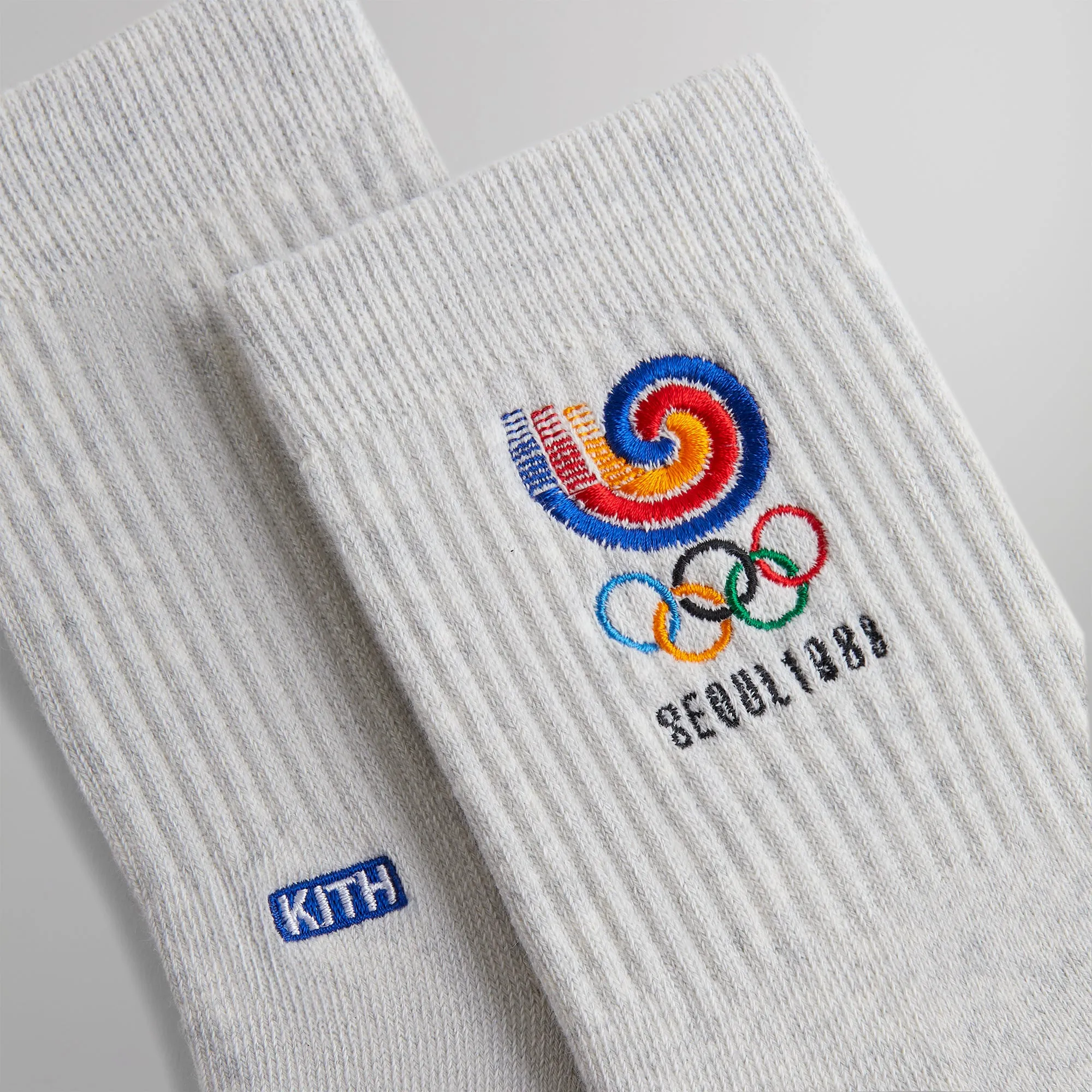 Kith for Olympics Heritage Seoul Mid Crew Sock - Light Heather Grey sold by Kith product image thumbnail 3