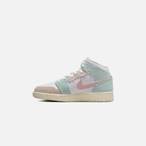 Nike Air Jordan 1 Mid Se - White / Jade Ice / Guava Ice / Pink Oxford sold by Kith