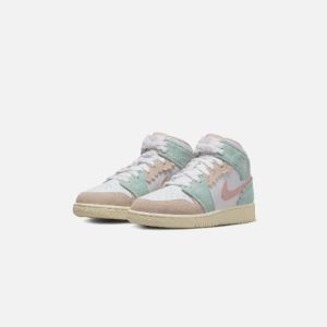 Nike Air Jordan 1 Mid Se - White / Jade Ice / Guava Ice / Pink Oxford sold by Kith