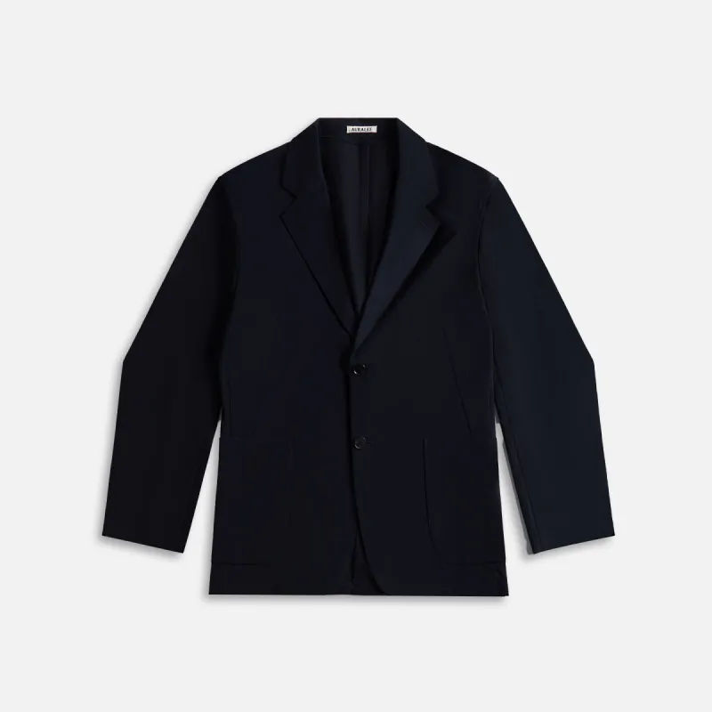 Auralee Hard Twist Cotton Silk Viyella Jacket - Dark Navy sold by Kith