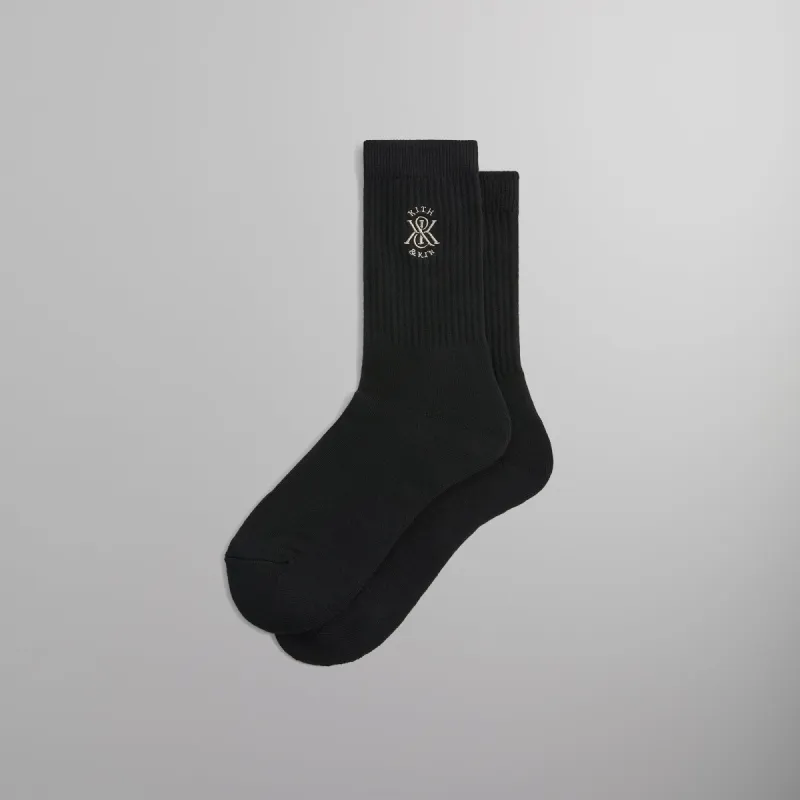 Kith Crew Cotton Socks With Kith Crest - Black sold by Kith
