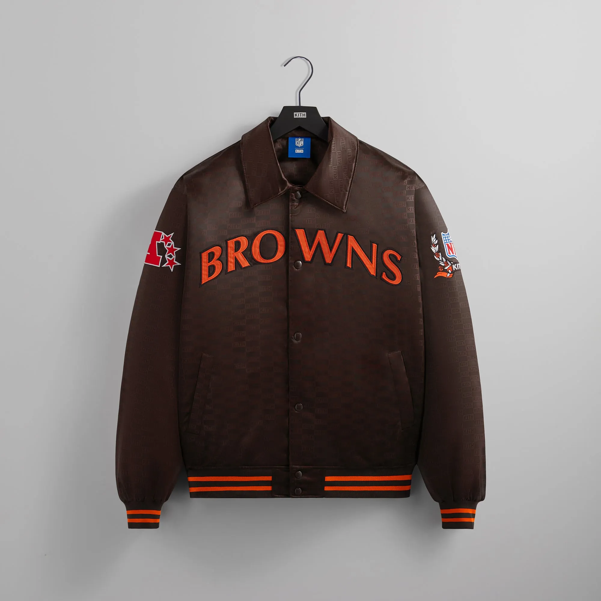 Kith for the NFL: Browns Satin Bomber Jacket - Zoom sold by Kith