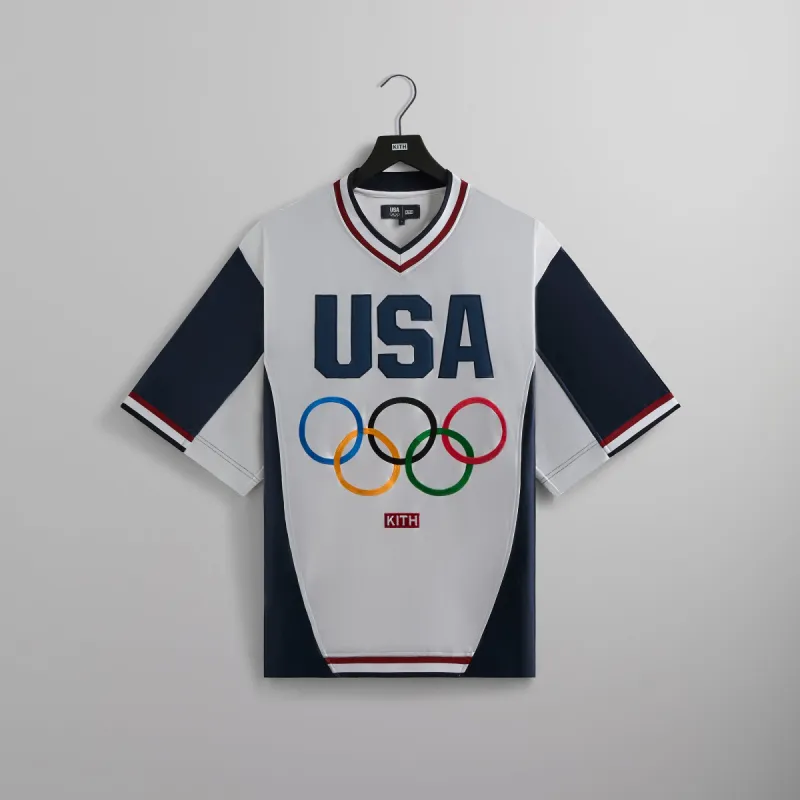 Kith for Team USA Faille Jersey Warmup Shirt - White sold by Kith