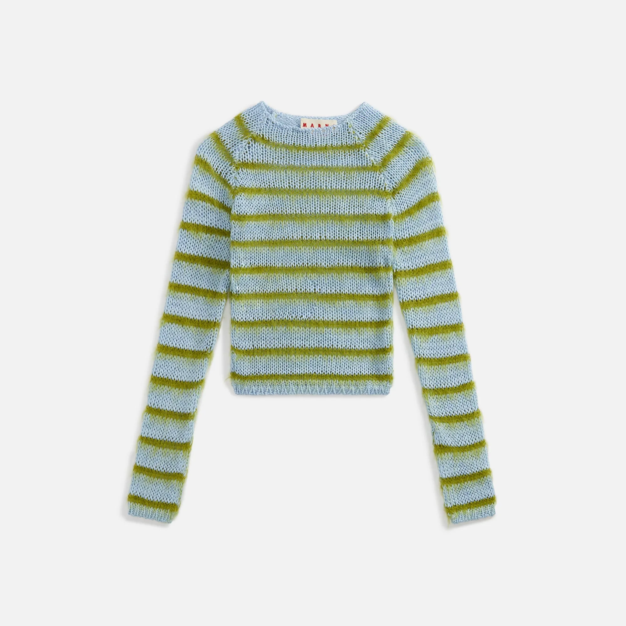 Marni Roundneck Bicolor Brushed Stripe Sweater - Iris Black sold by Kith