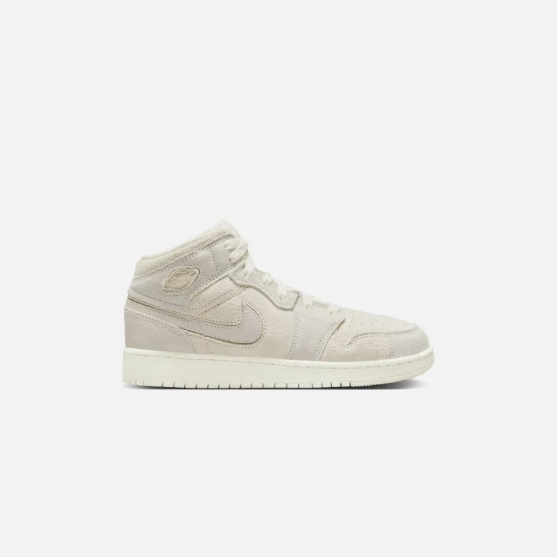 Jordan GS Air Jordan 1 Mid SE Craft - Pale Ivory / Legend Light Brown / Sail sold by Kith