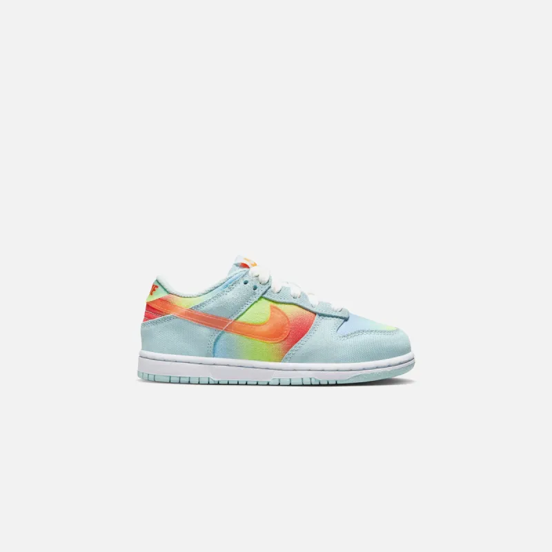 Nike PS Dunk Low - Glacier Blue / Light Lemon Twist / Aquarius Blue / Total Orange sold by Kith