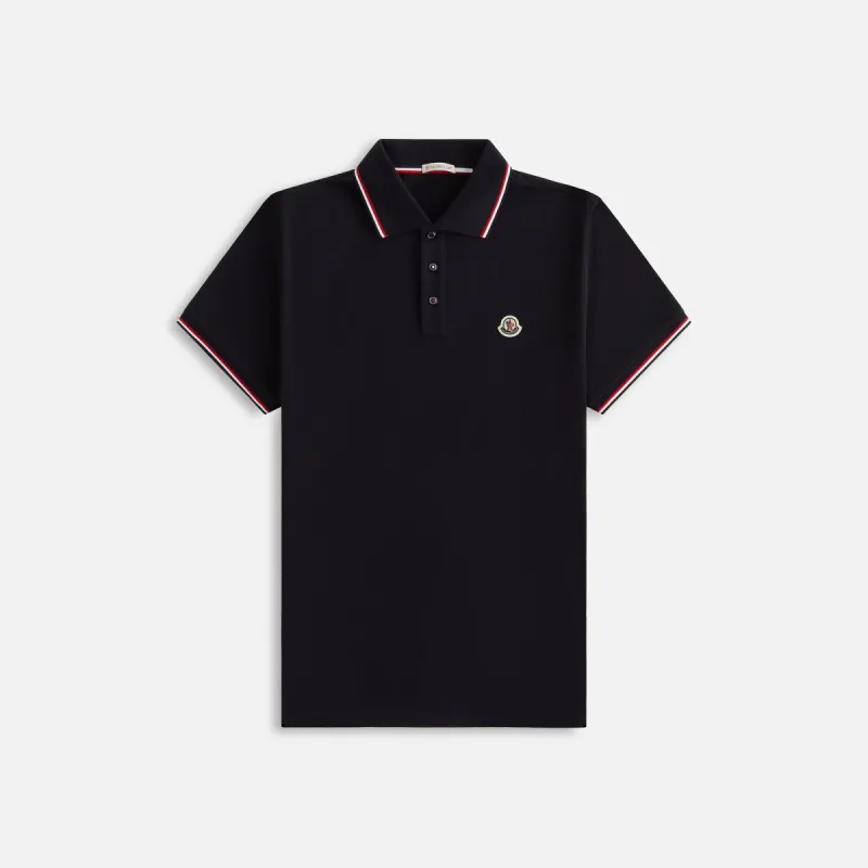 Moncler Logo Patch Polo - Blue sold by Kith