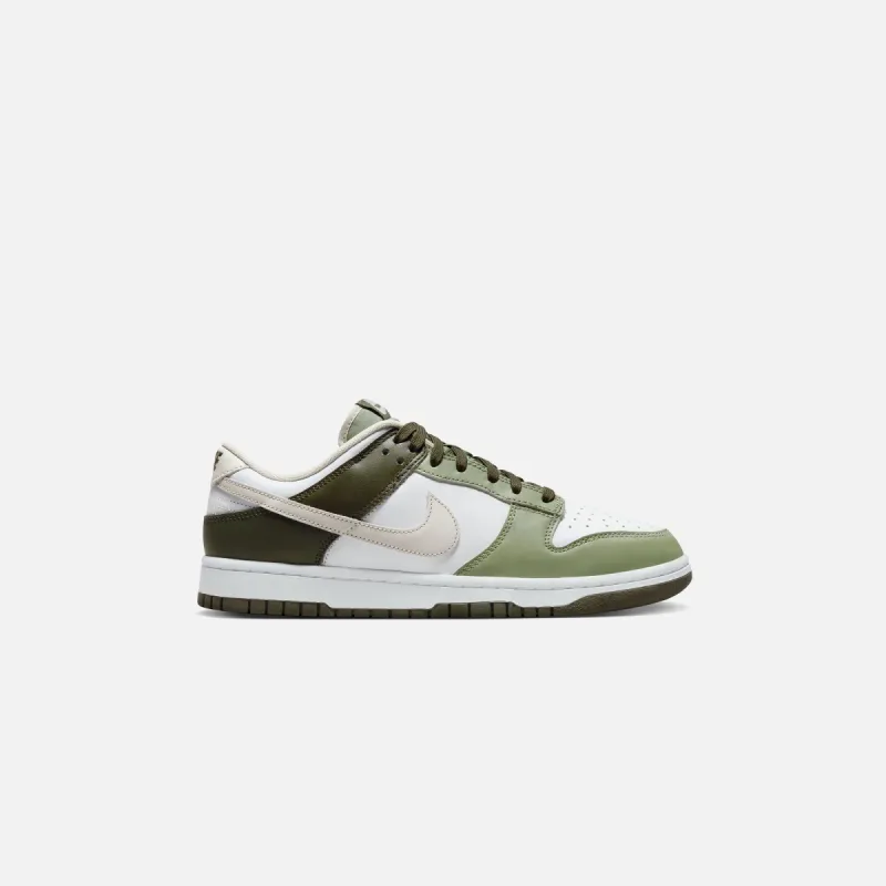 Nike Dunk Low - White / Light Bone / Oil Green / Cargo Khaki sold by Kith