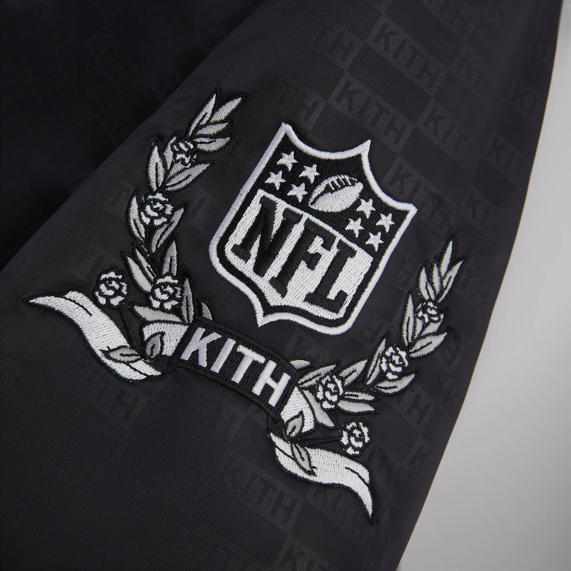 Kith for the NFL: Raiders Satin Bomber Jacket - Black sold by Kith product image thumbnail 5