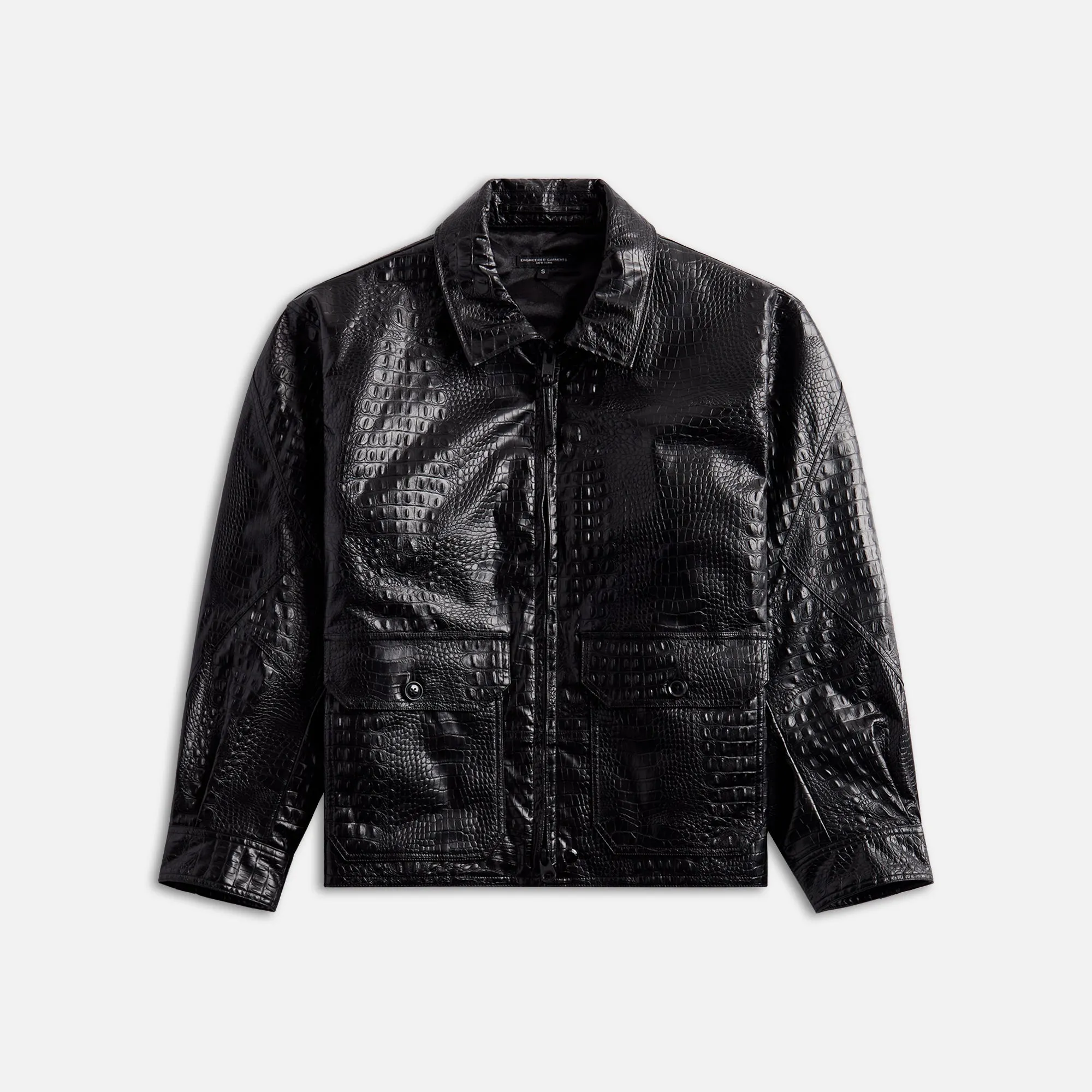 Engineered Garments G8 Jacket Black Alligator Embossed Fake Leather - Black sold by Kith