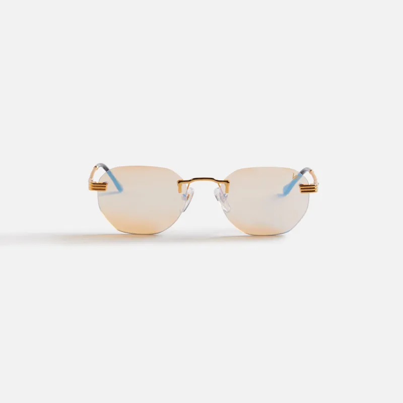 Vintage Frames Detroit Player Drill Mount 24Kt Gold - Blue Peach Multi Flash sold by Kith