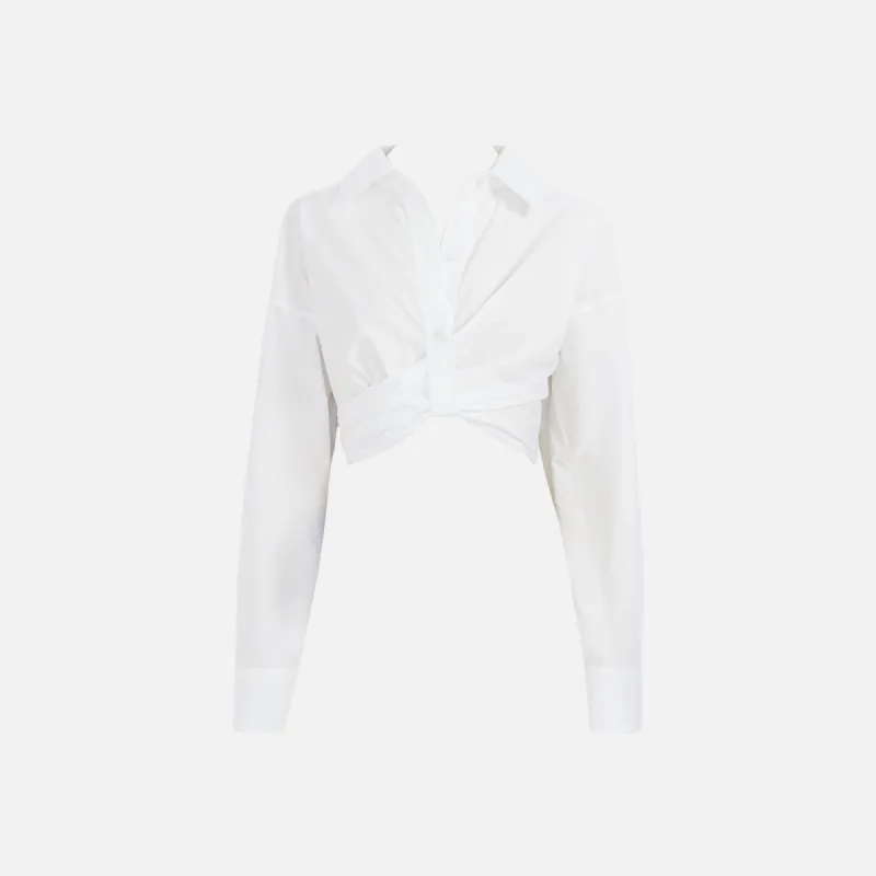 Alexander Wang Draped Cropped Shirt with Placket Detail - White sold by Kith