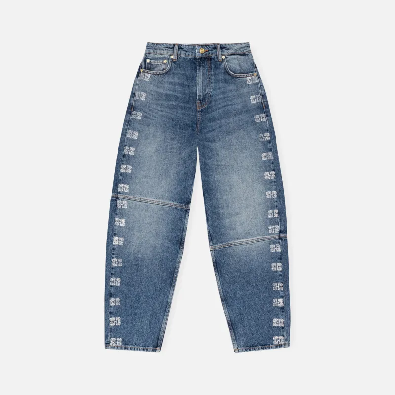Ganni Sparkle Logo Denim Stary - Tint Wash sold by Kith
