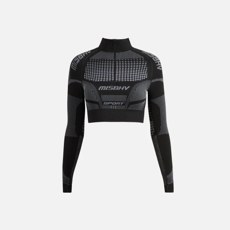 MISBHV Sport Europa Cropped Quarter Zip Long Sleeve - Black sold by Kith