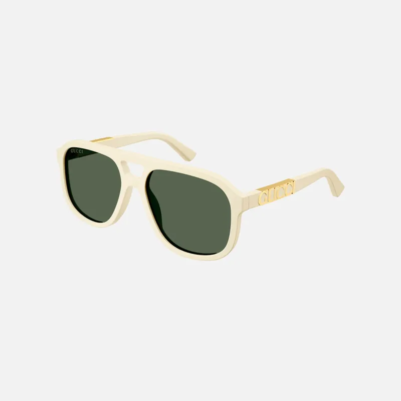 Gucci Aviator Acetate Sunglasses - Green Lens / Ivory sold by Kith