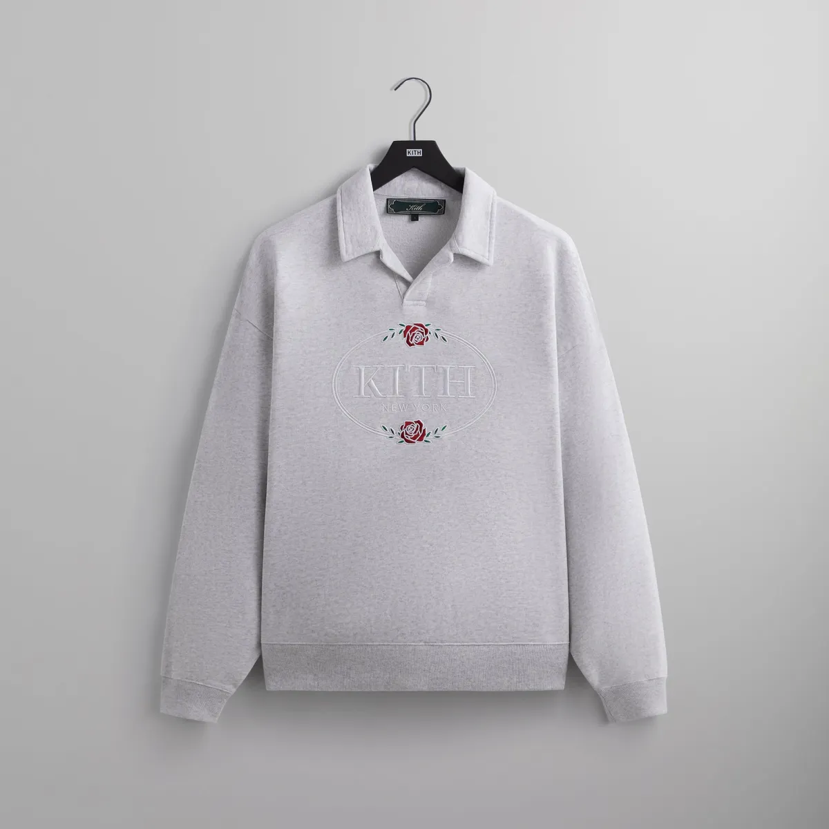 堂々スタイルアップ【Kith】 Nelson Collared Overshirt Kith Nelson Collared Pullover - Light Heather Grey | Parallel