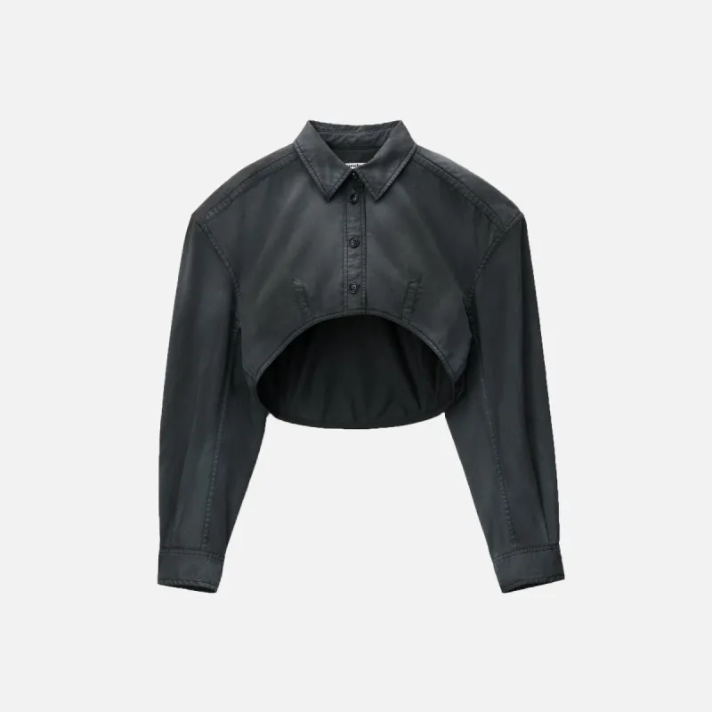 Alexander Wang Cropped Long Sleeve Shirt with Dart Detailing - Washed Black sold by Kith