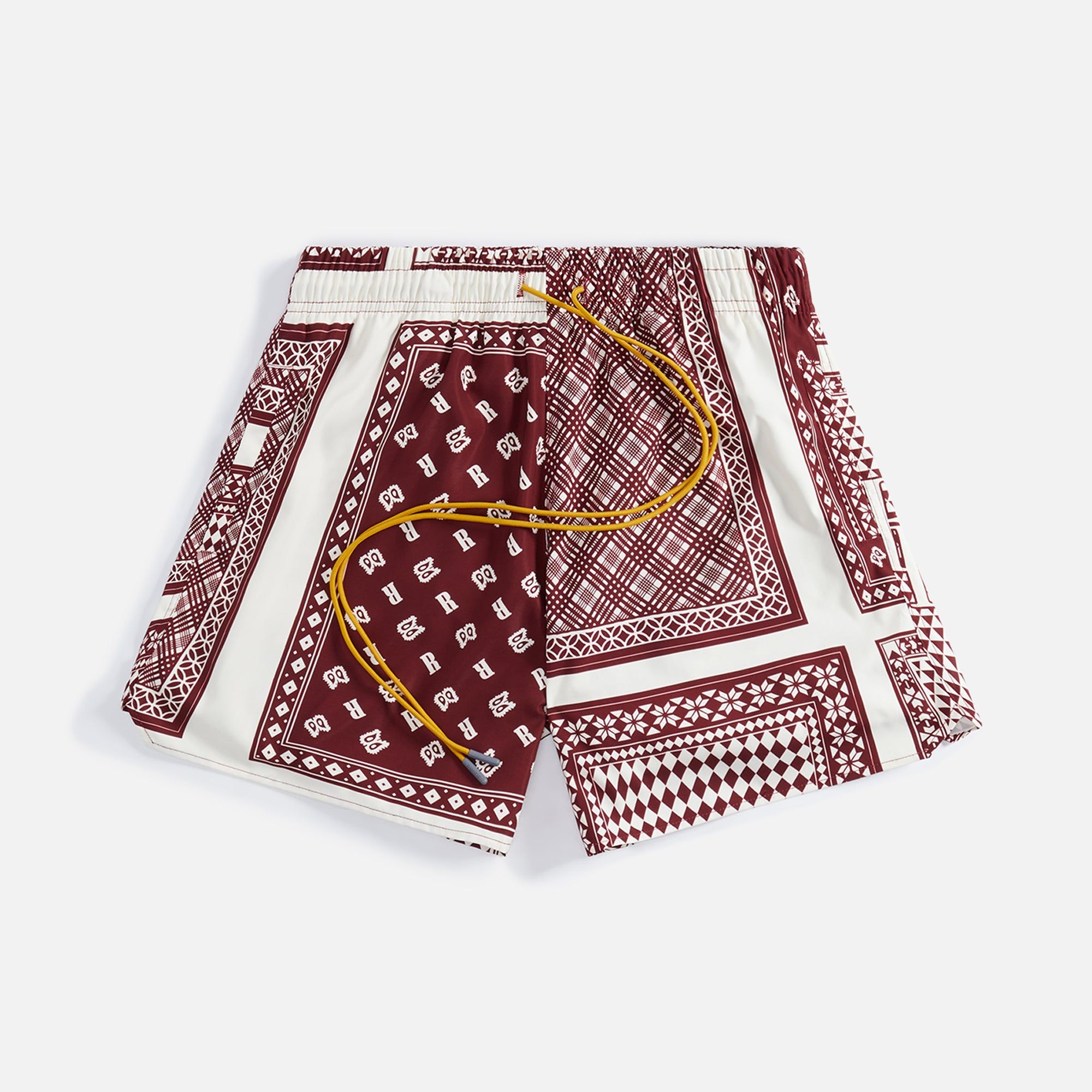 Rhude Card Print Swim Trunk - Maroon sold by Kith