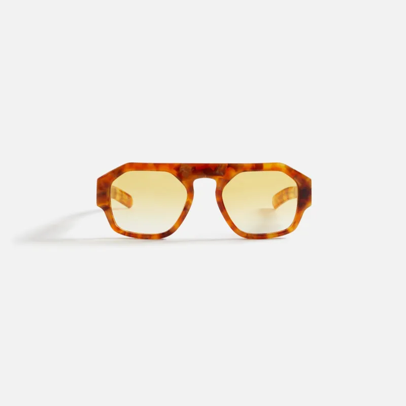 Flatlist x Sp5der amber brown shield tinted gradient lens futuristic sunglasses FL-41 Rose & FL-60 Brown Amber Tinted Blue Light Aviator  main image 3